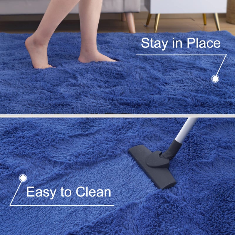 ST. BRIDGE Ultra Soft Fluffy Rugs for Bedroom 4x6 Feet, Shag Area Rugs for Living Room, Large Comfy Furry Rug for Boys Kids Baby Room Decor, Non Slip Nursery Rug Modern Indoor Fuzzy Floor Carpet, Light Navy - Image 5